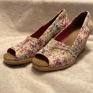 Women’s Toms Calypso Wedge Splatter Print Peep Toe Espadrille